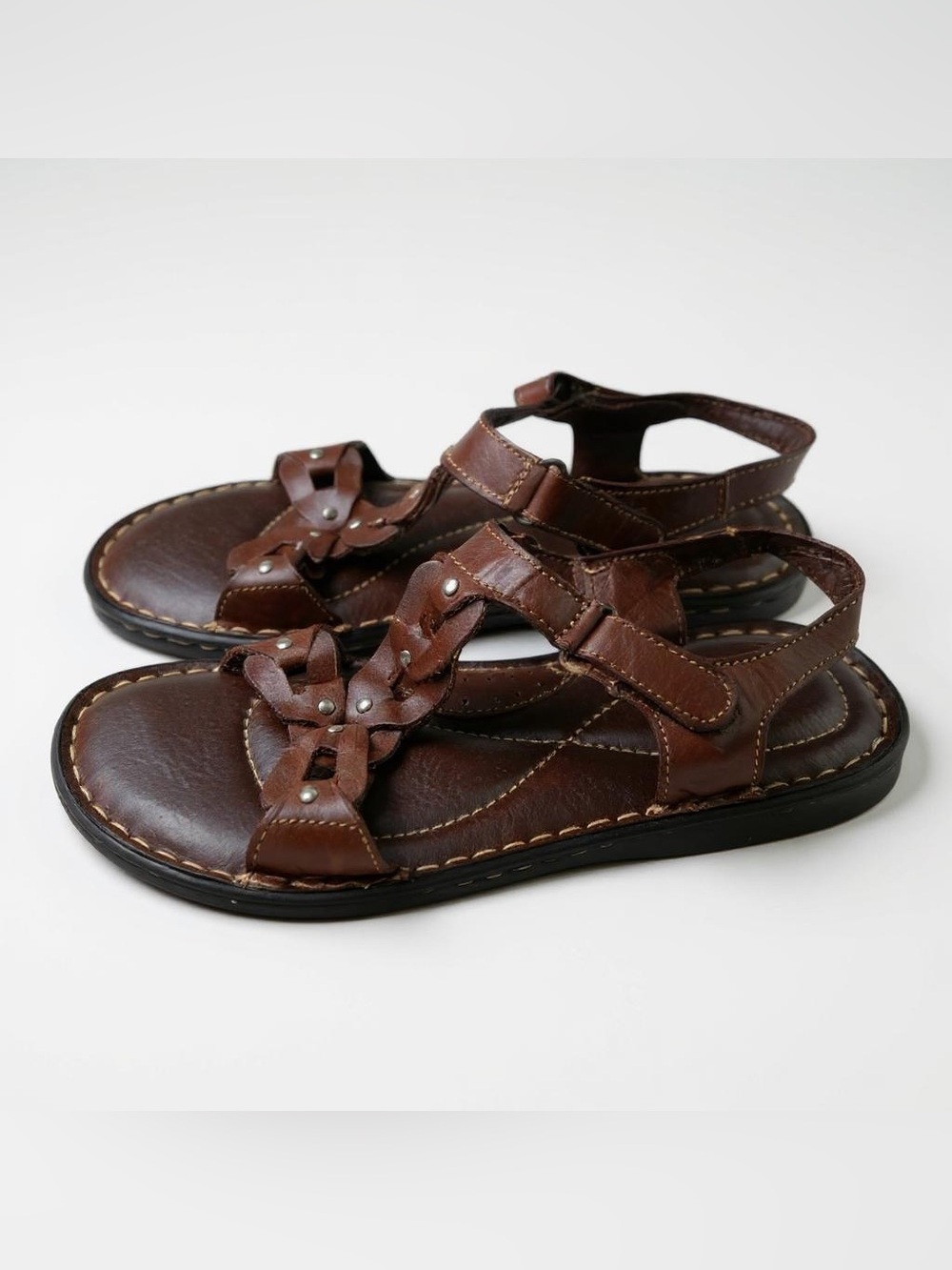 Born Brown Leather Braided Gladiator Style Strap Sandals - Women’s size 9/40.5EU